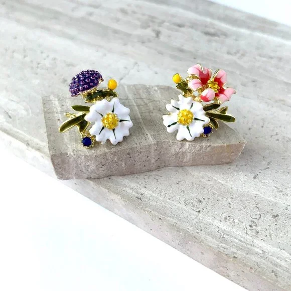 NEW~ Anthropologie Ornamental Floral Earrings - Picture 5 of 10